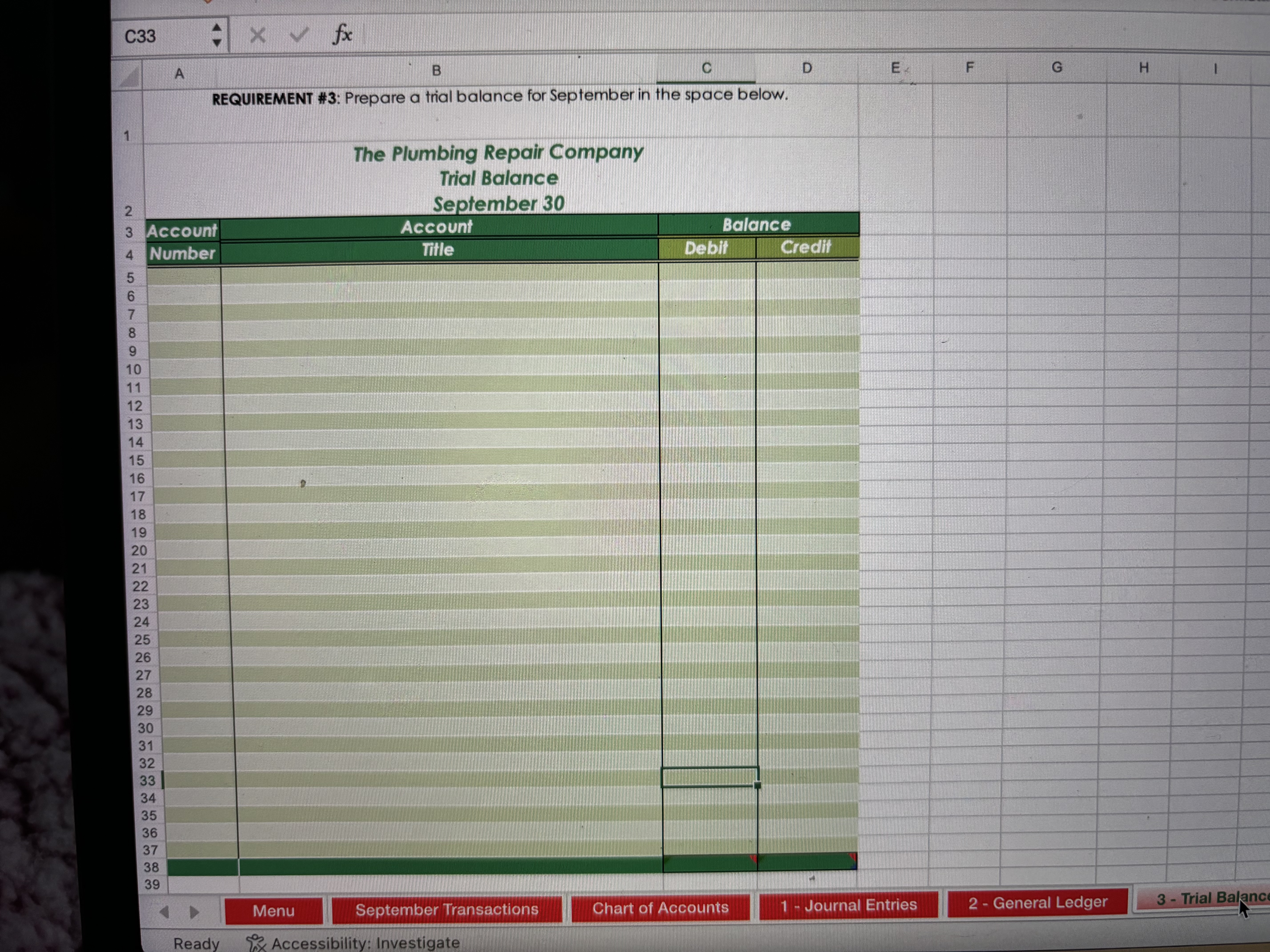 Formatting A1 X V fx | ACCT500: Course Project A