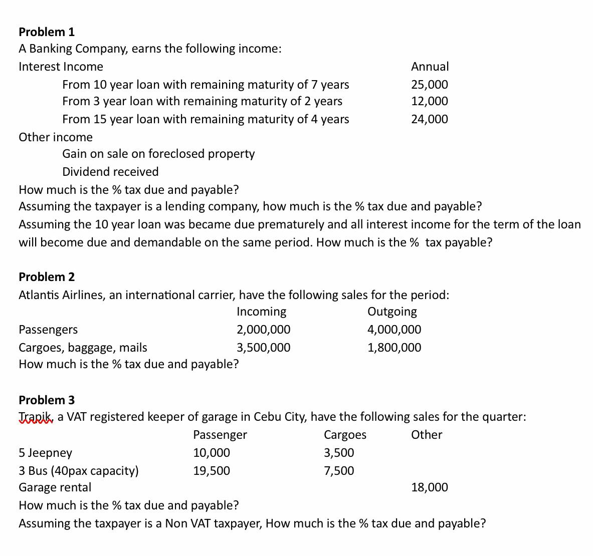 PLEASE ANSWER ALL THE FOLLOWING PROBLEM 1 TO