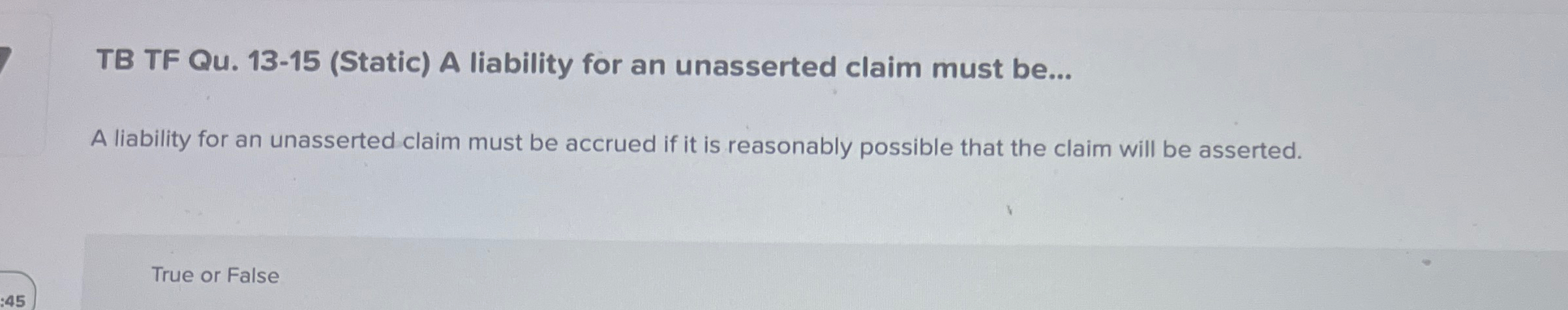 TB TF Qu . 1 3 - 1 5 ( Static ) A liability for