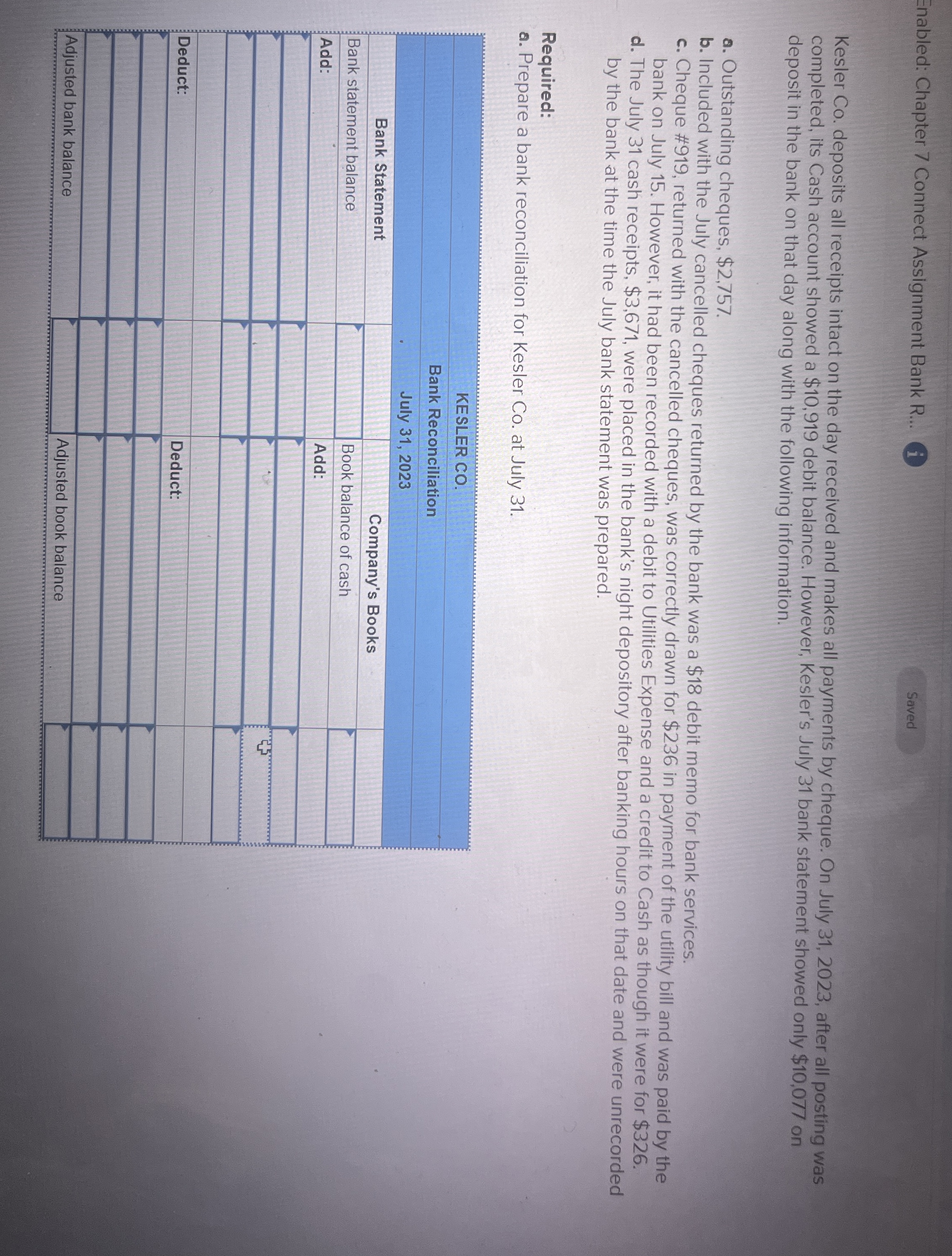 Enabled: Chapter 7 Connect Assignment Bank R . .