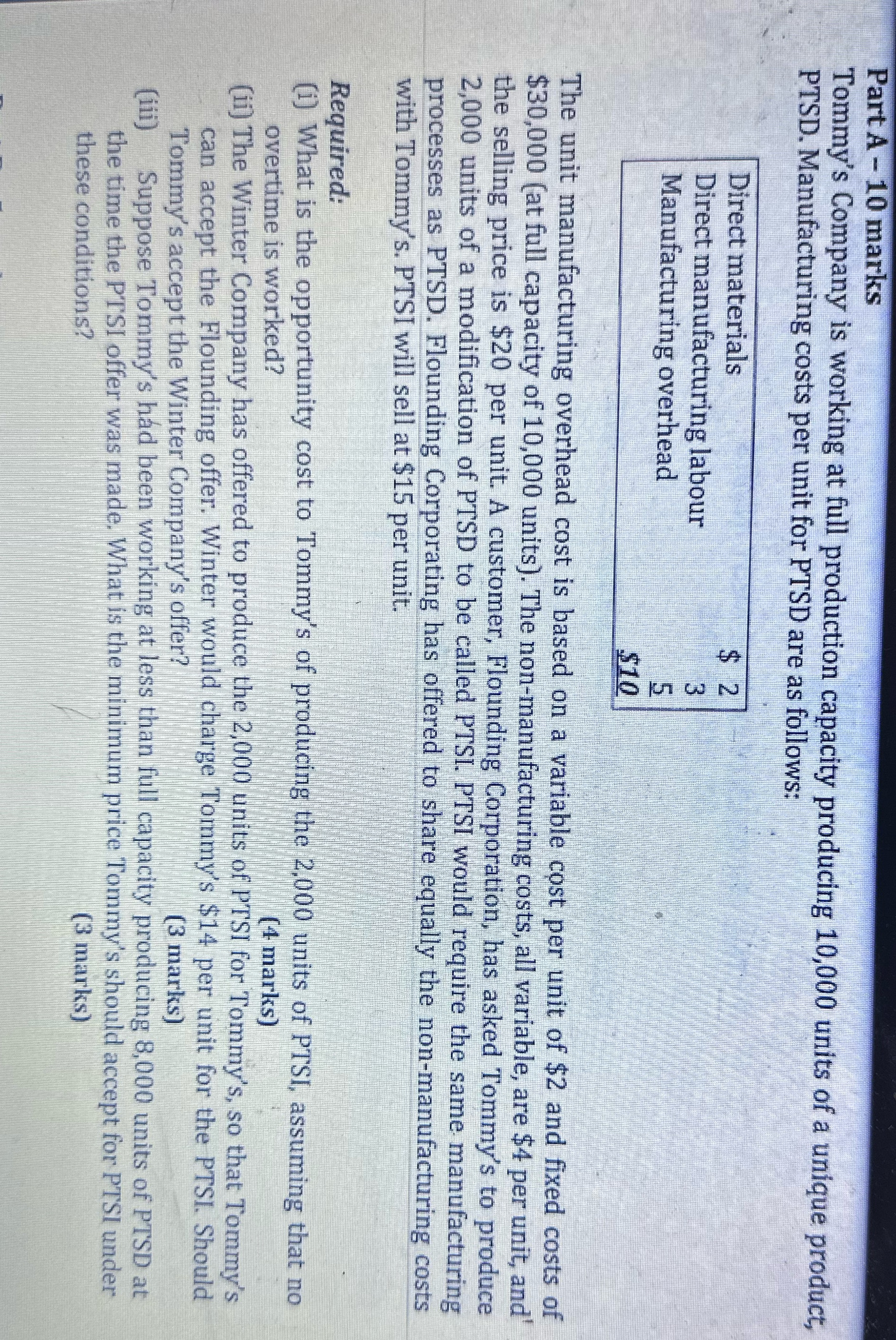 I do not understand this question . Part A - 10