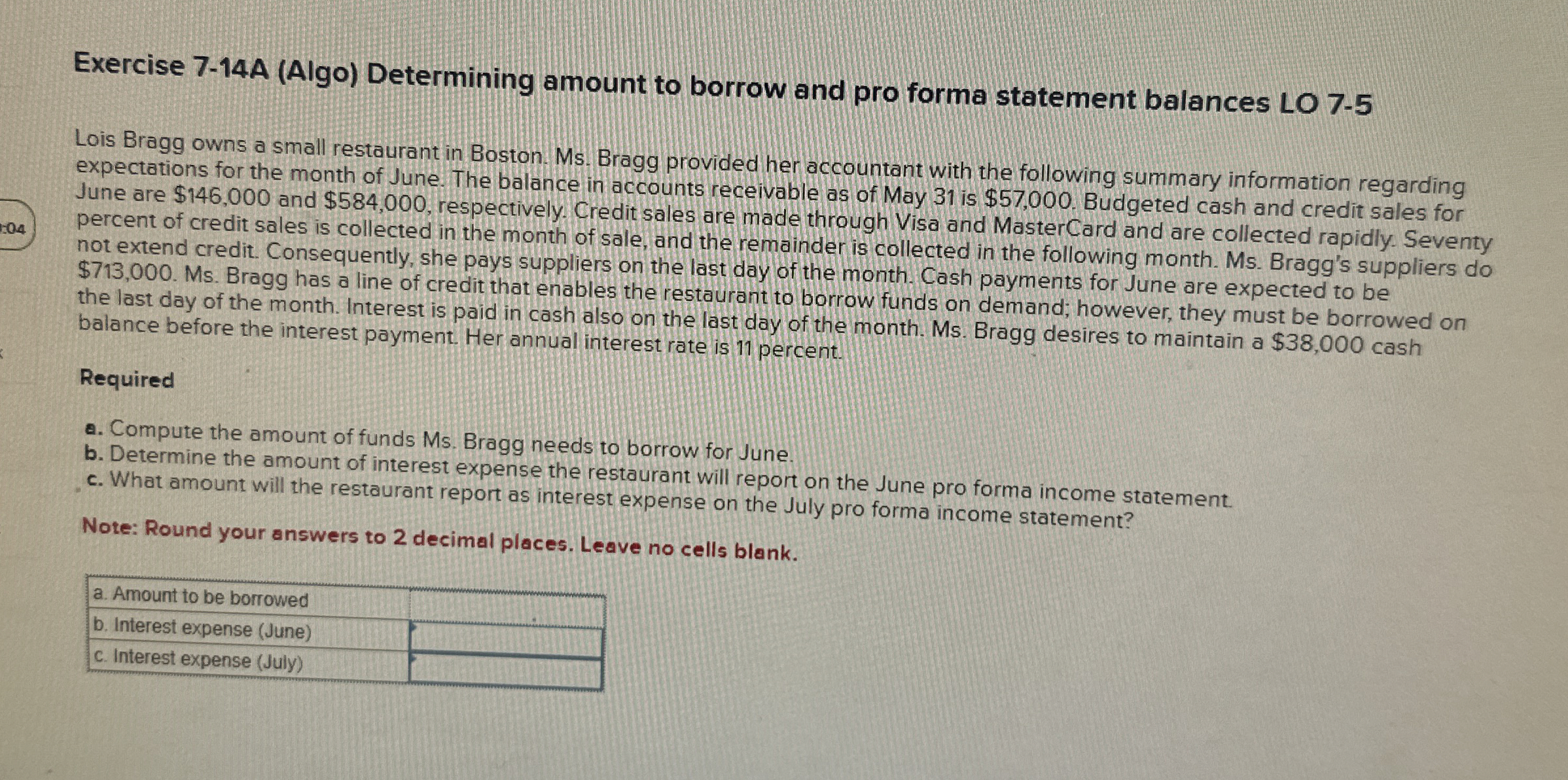 Exercise 7 - 1 4 A ( Algo ) Determining amount to