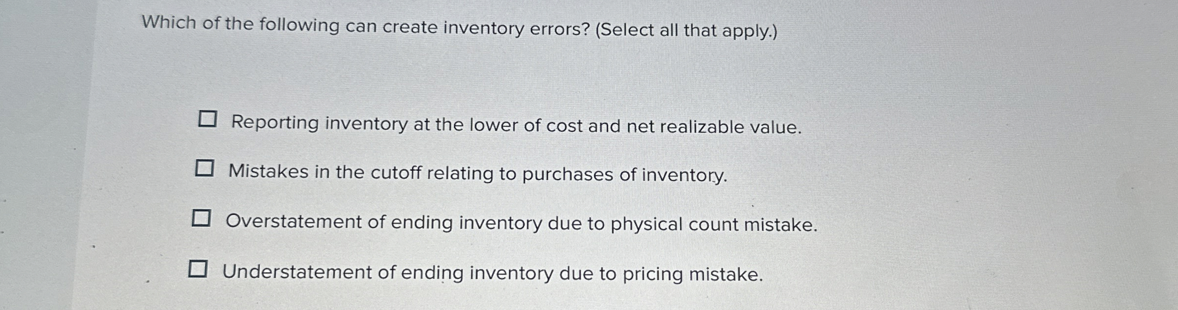 Which of the following can create inventory