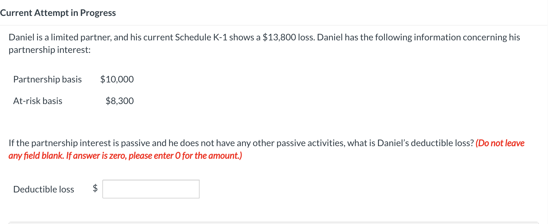Current Attempt in Progress Daniel is a limited