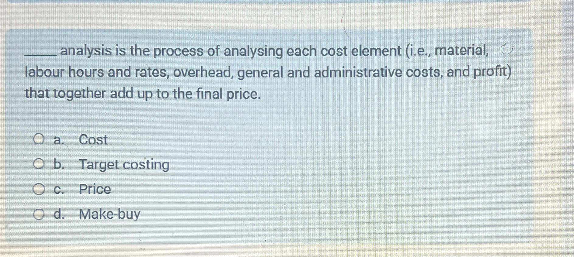 q , analysis is the process of analysing each