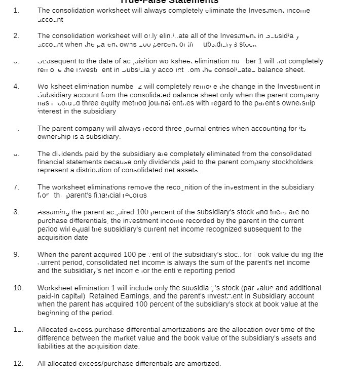 1. The consolidation worksheet will always