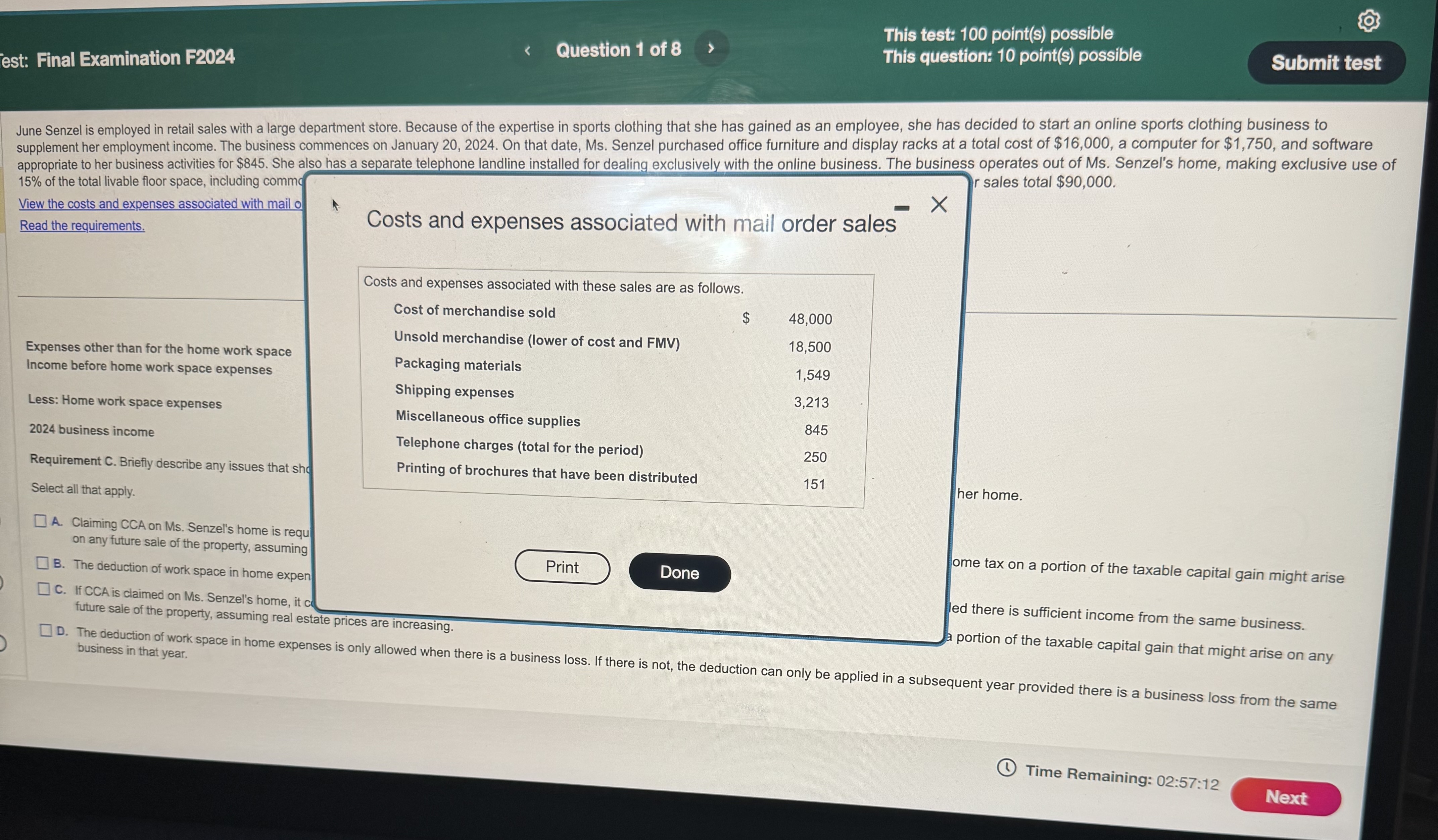 This test: 100 point(s) possible Test: Final