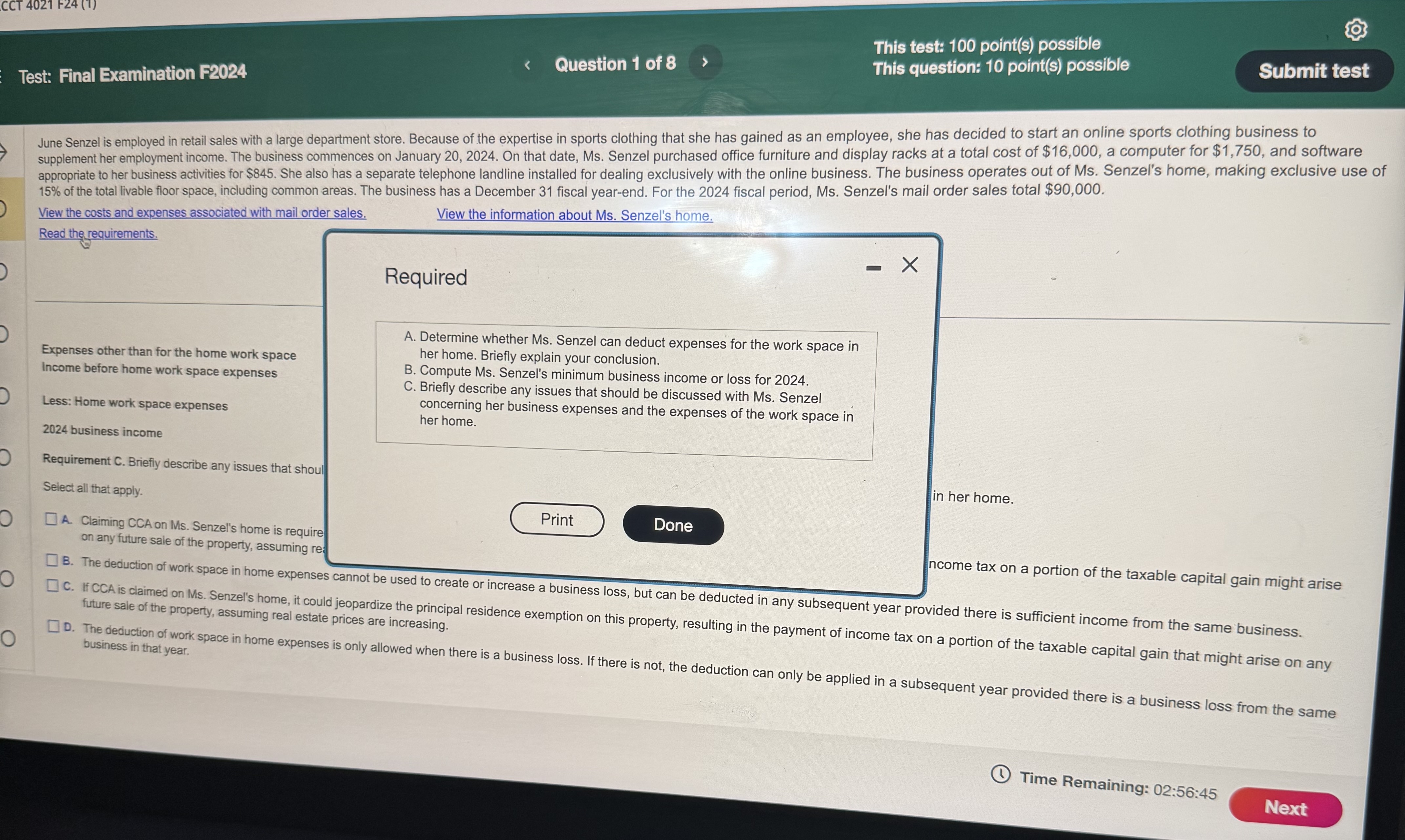 This test: 100 point(s) possible Test: Final