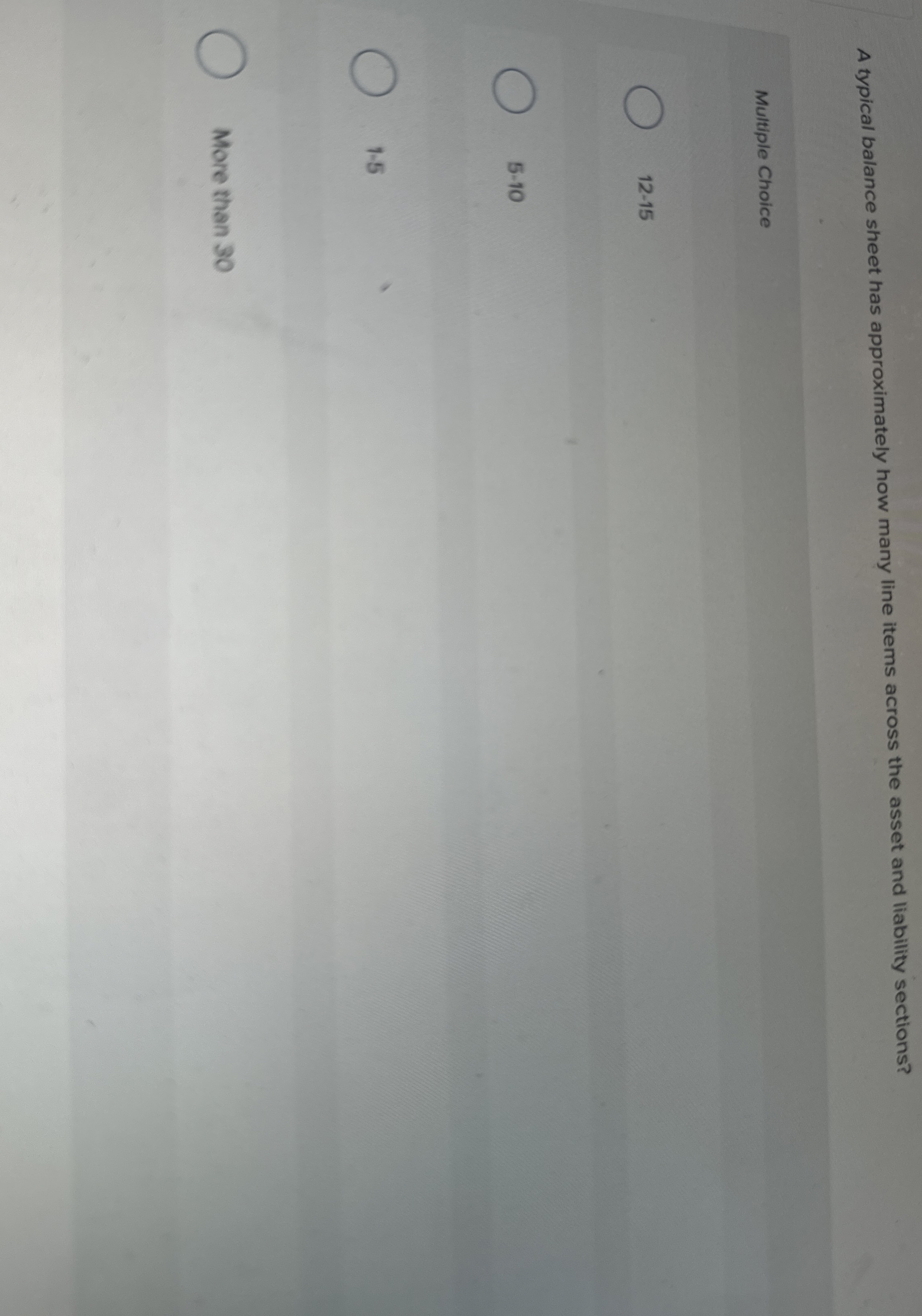 A typical balance sheet has approximately how