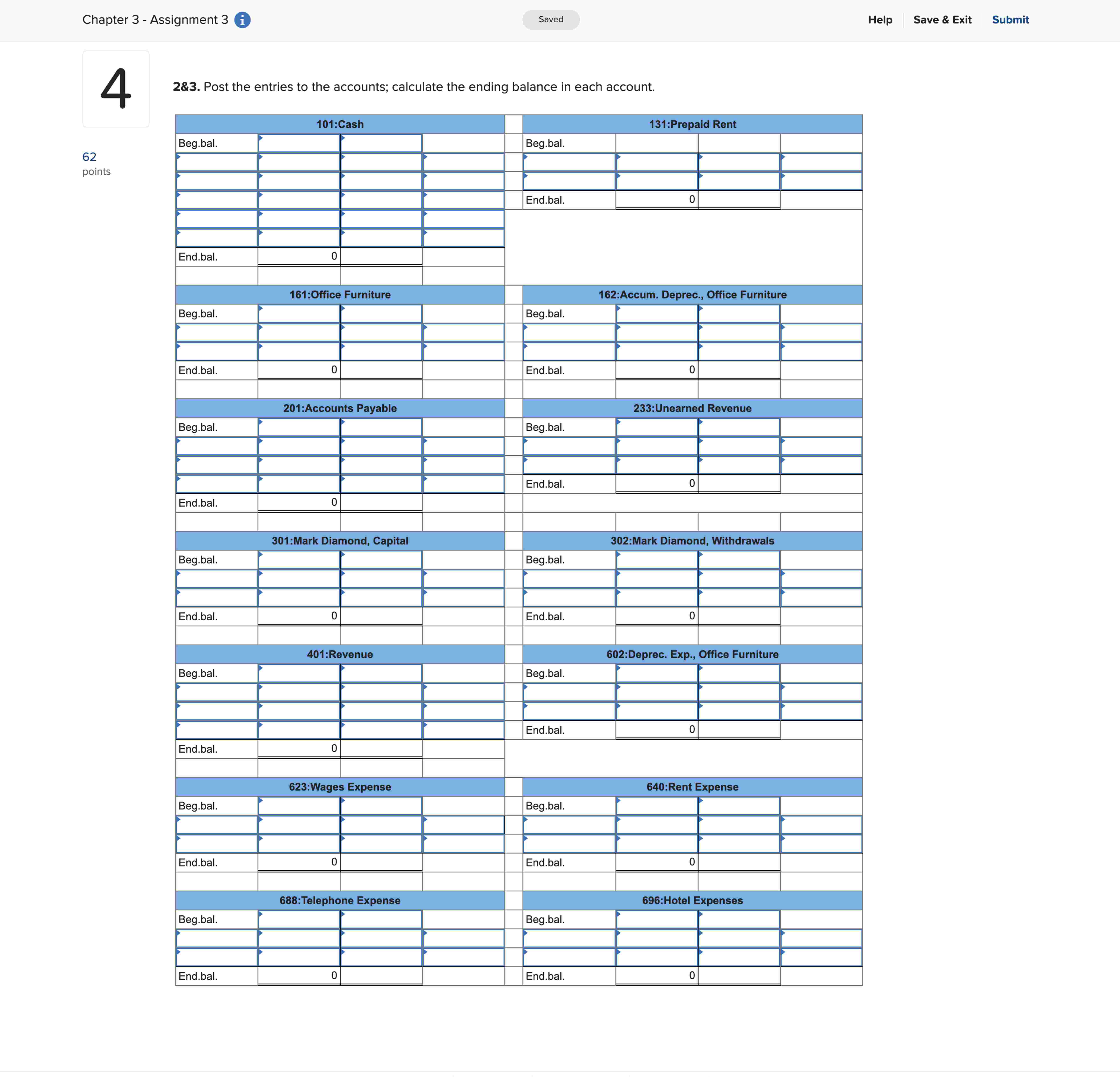 Problem 3 - 1 4 A Journalizing, posting, adjusted