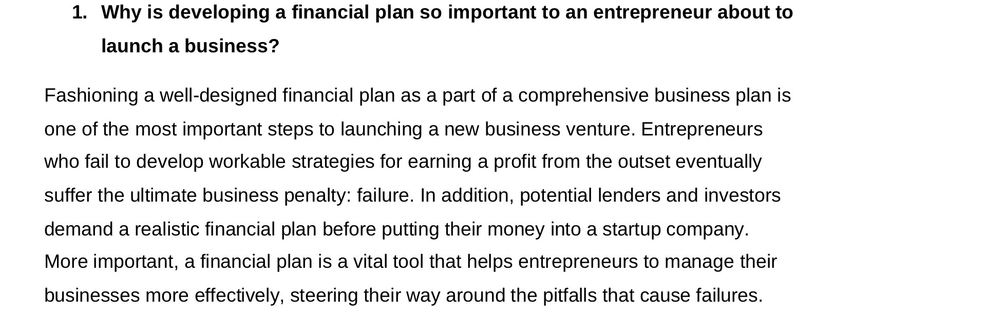 1. Why is developing a financial plan so