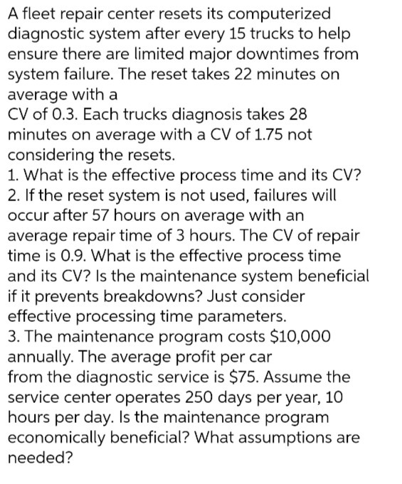 A fleet repair center resets its computerized