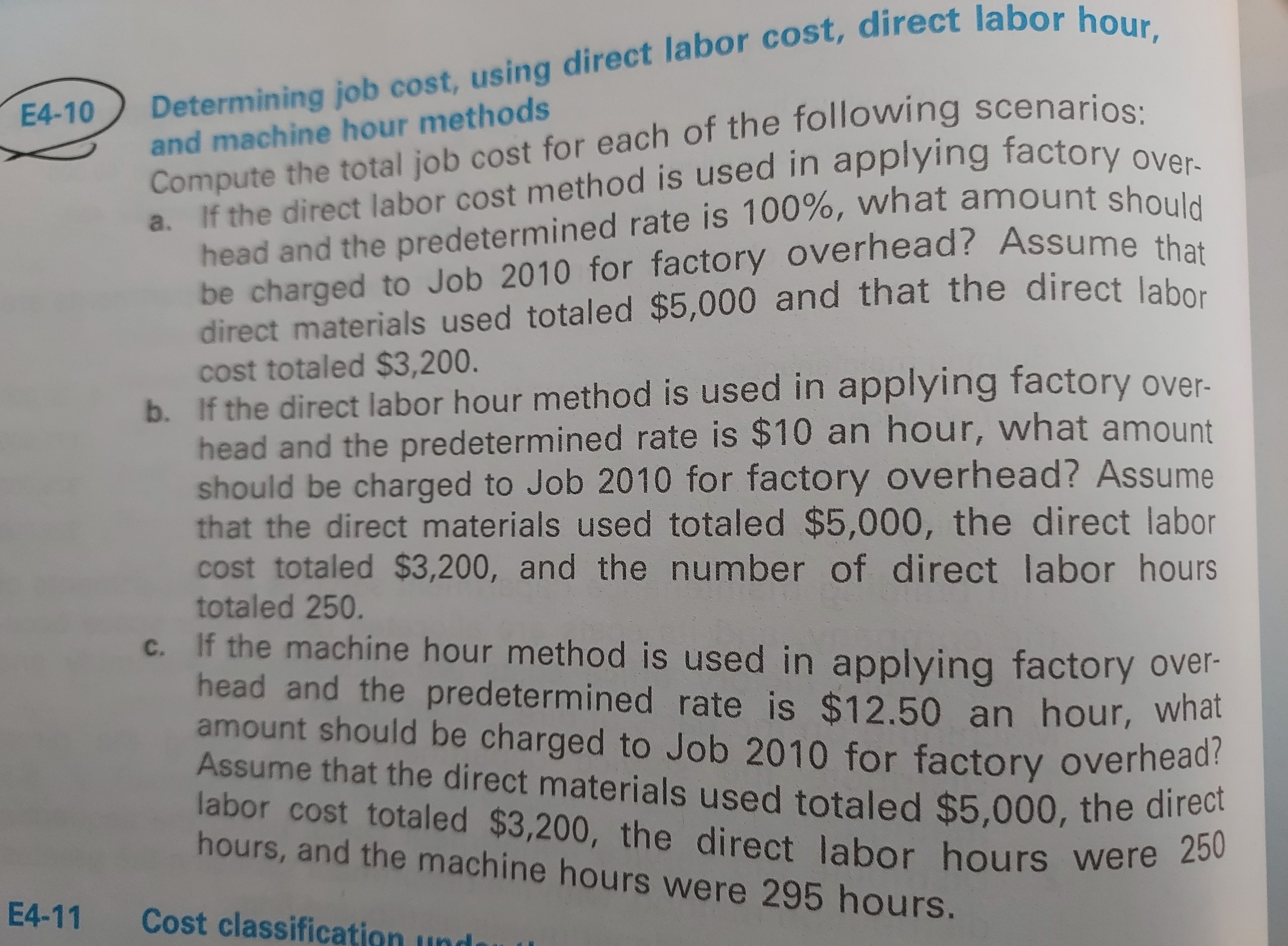 Determining job cost, using direct labor cost,