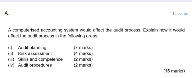 15 points A computerised accounting system would