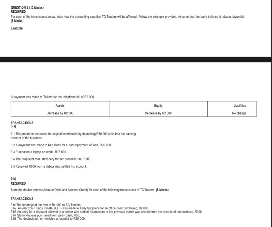 QUESTION 3 ( 1 0 Marks ) REQUIRED For each of the