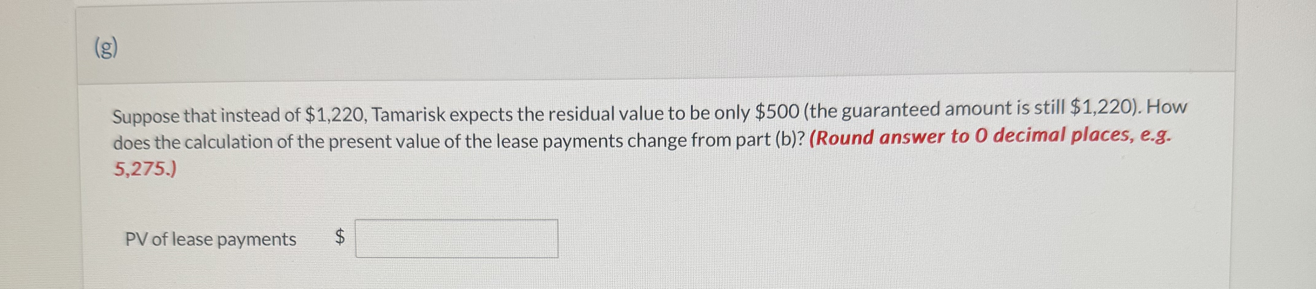 Tamarisk Company leases an automobile with a fair