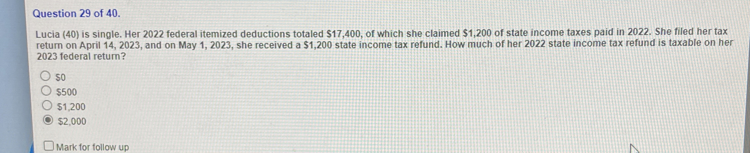 Question 2 9 of 4 0 . Lucia ( 4 0 ) is single.