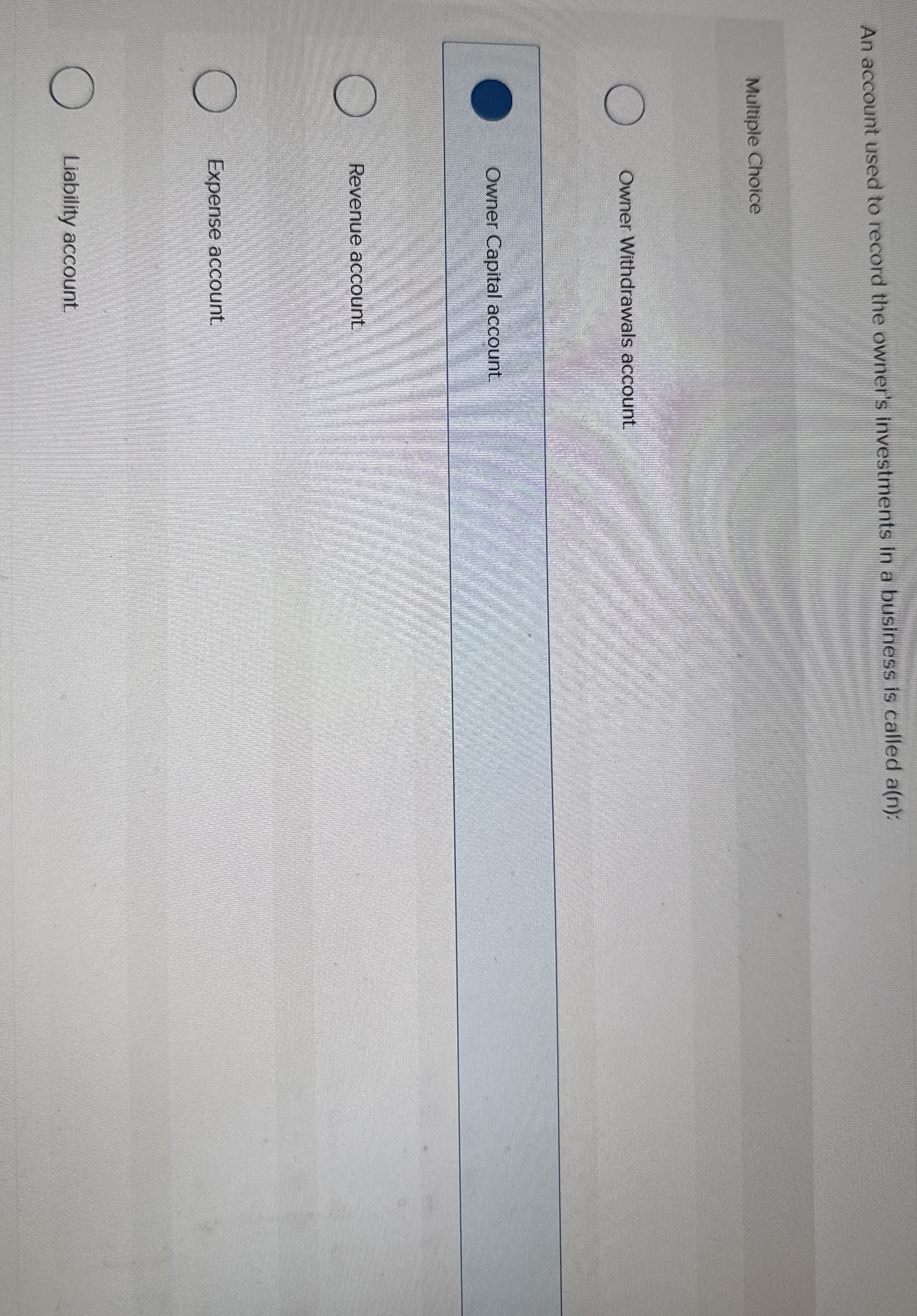 An account used to record the owners investments