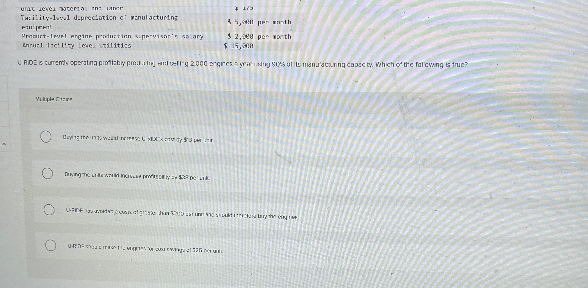 unlt - leve materlal ana abor Facility - level