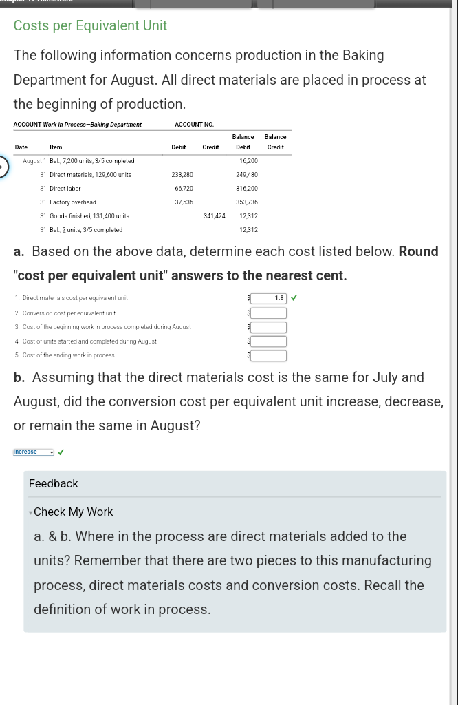 Costs per Equivalent Unit The following