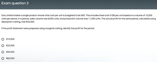 Exam question 1 E pic operates a marginal costing