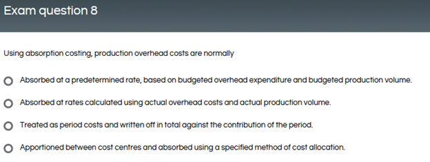 Exam question 1 E pic operates a marginal costing