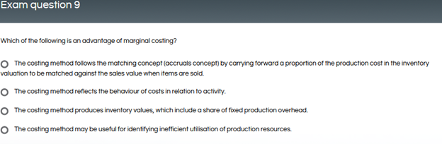 Exam question 1 E pic operates a marginal costing