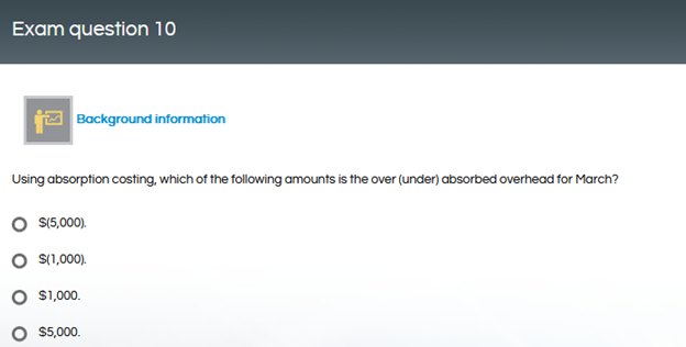 Exam question 1 E pic operates a marginal costing