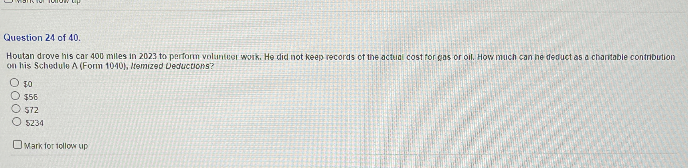 Question 2 4 of 4 0 . Houtan drove his car 4 0 0