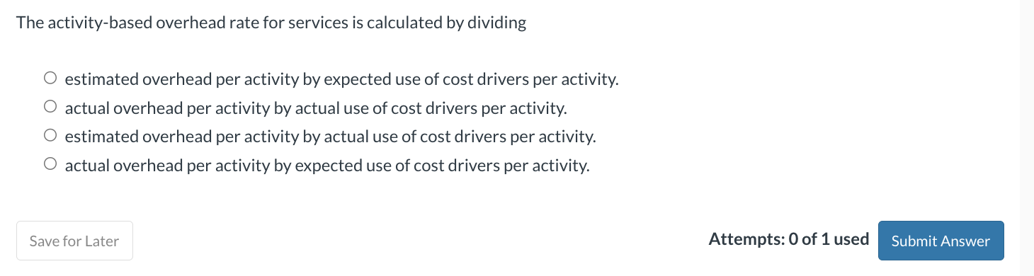 The activity - based overhead rate for services