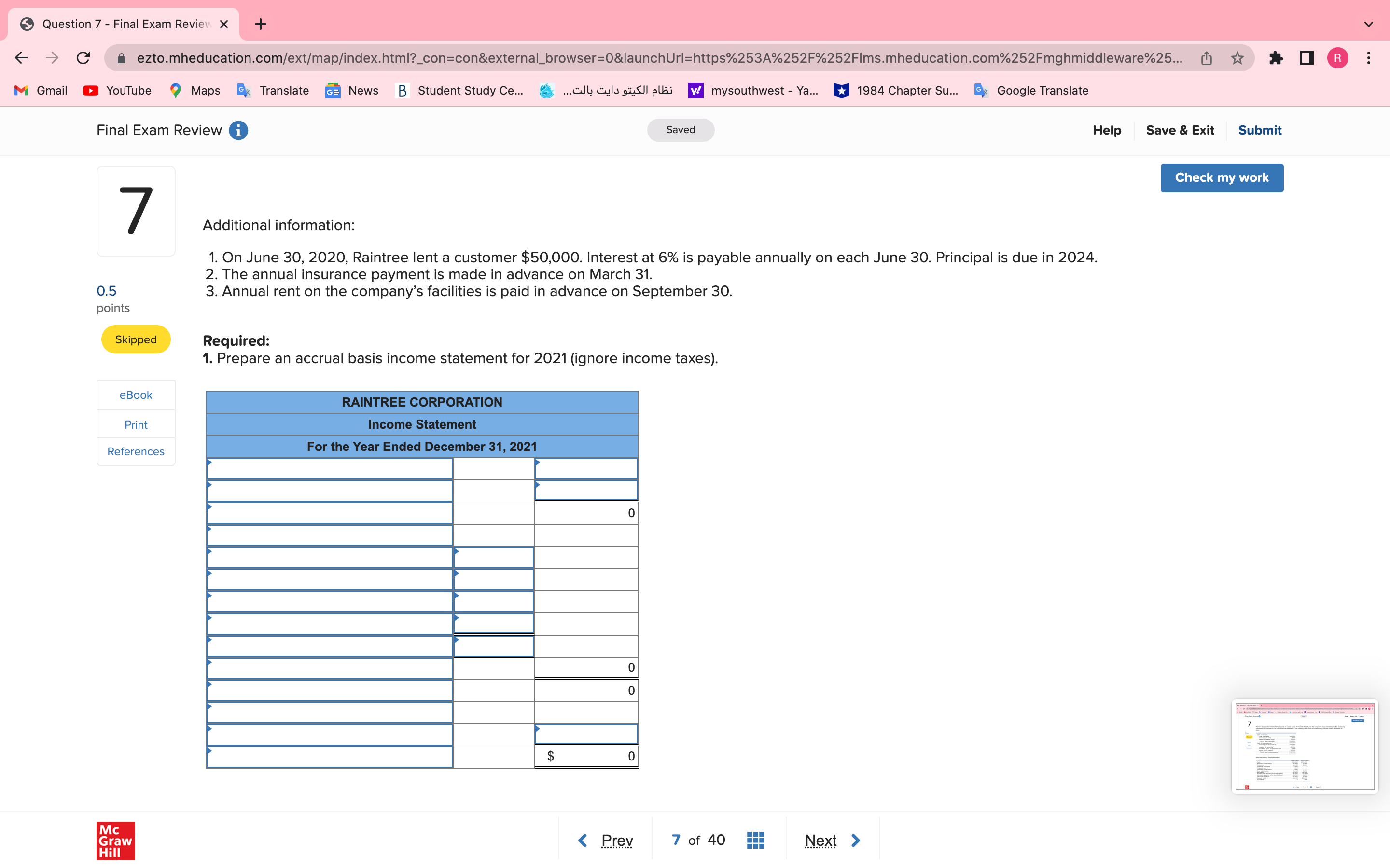 I NEED HELP Question 7 - Final Exam Review X + C