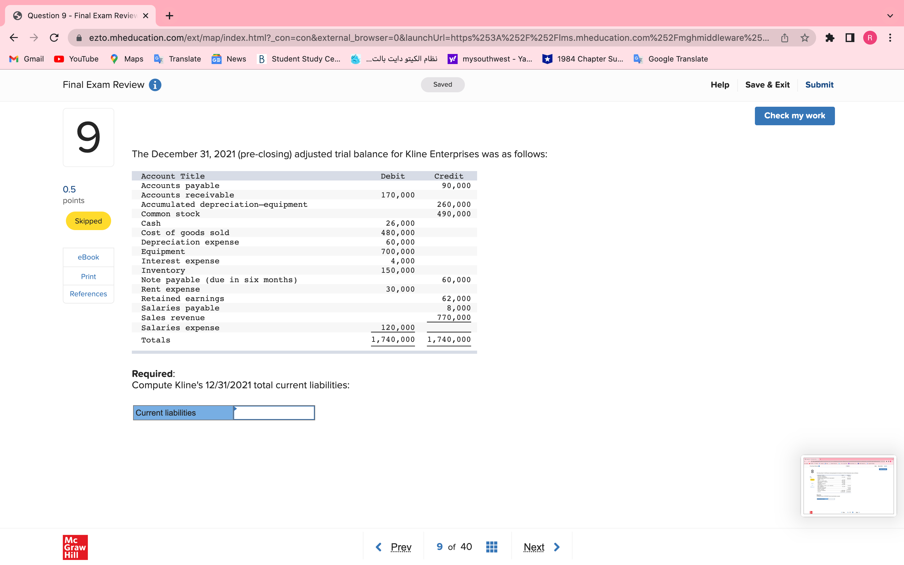 I NEED HELP Question 7 - Final Exam Review X + C