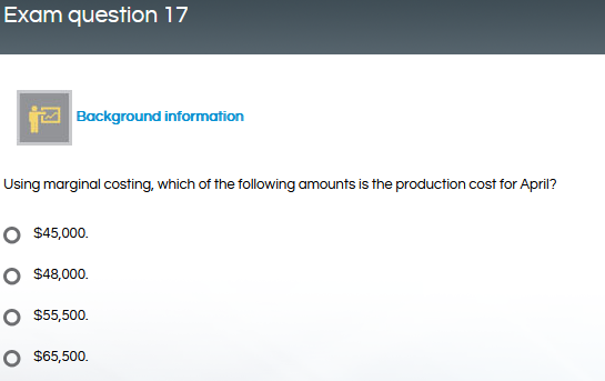 Exam question 1 E pic operates a marginal costing