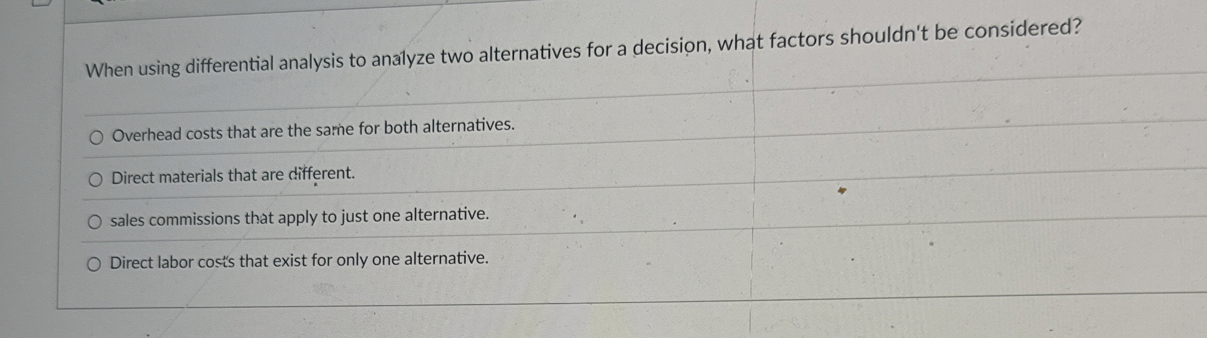 When using differential analysis to analyze two