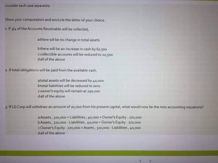 Help me please thank you Consider each case