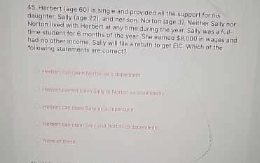 Herbert ( age 6 0 ) is single and provided all