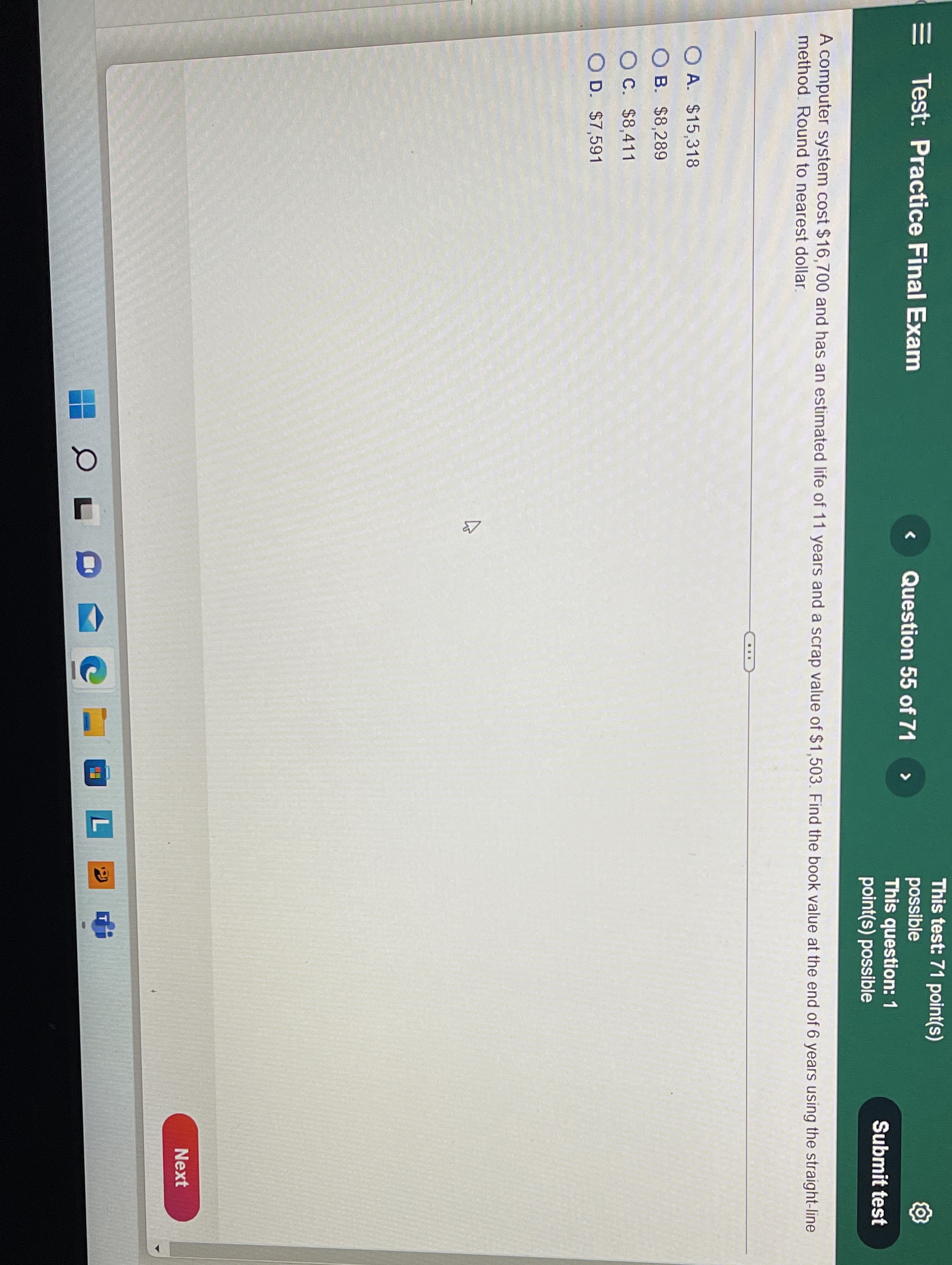 This test: 71 point(s) Test: Practice Final Exam