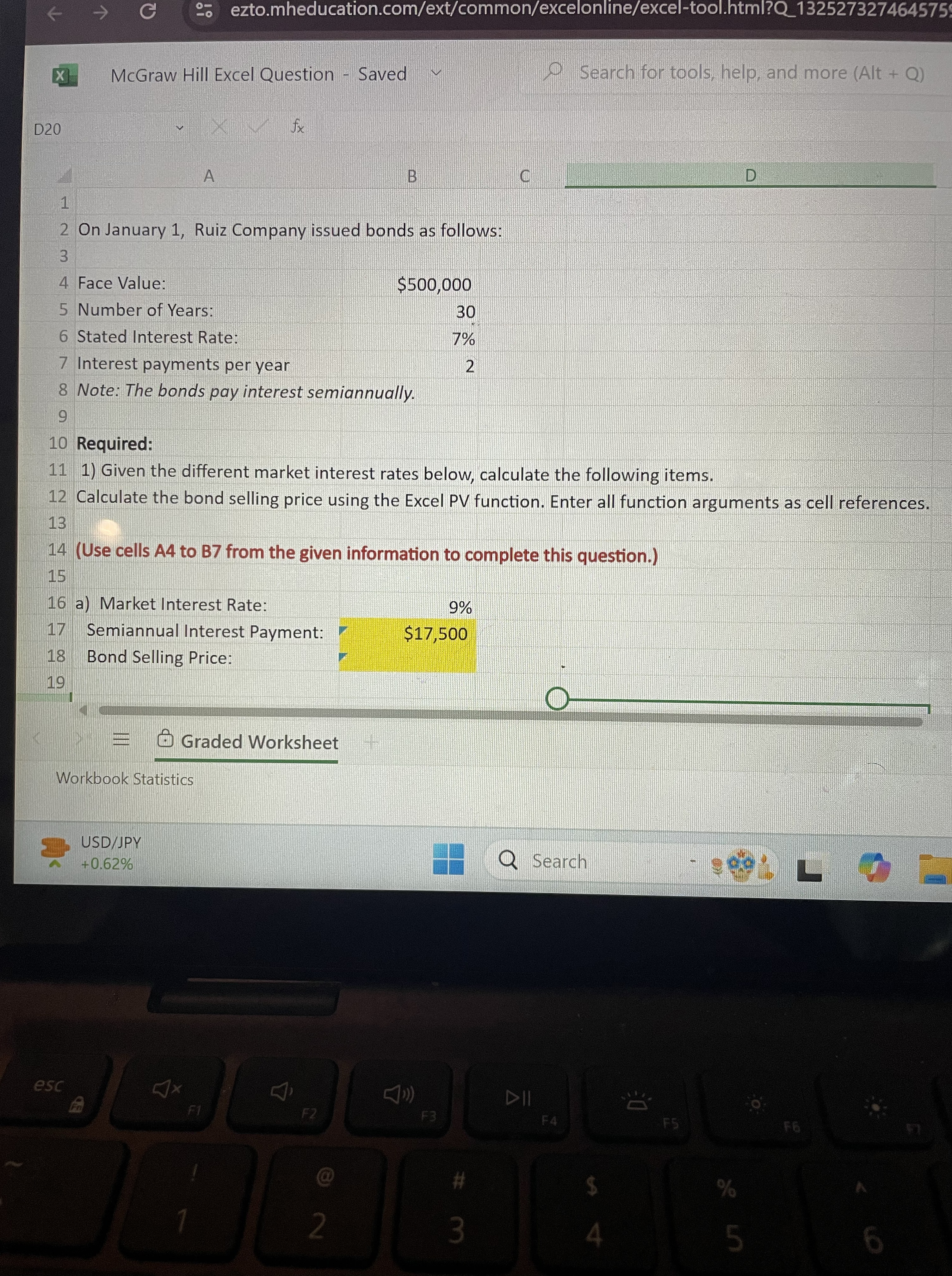 Please include excel formulas and explanations
