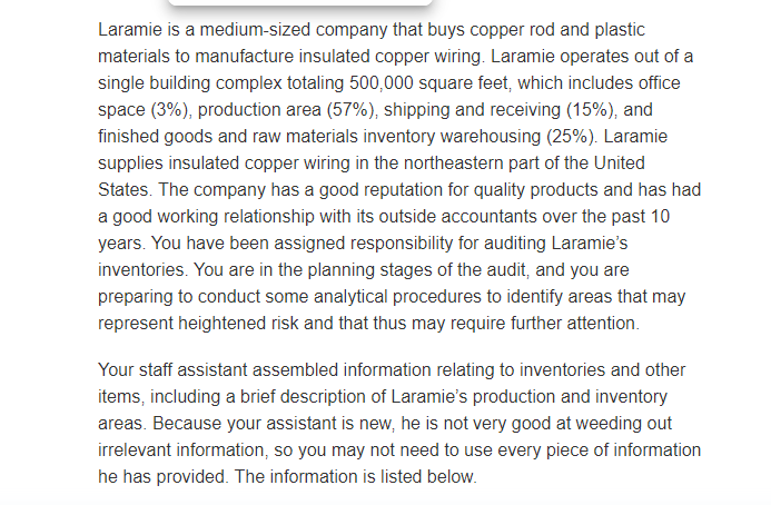 Q1: Perform analytical procedures to help you