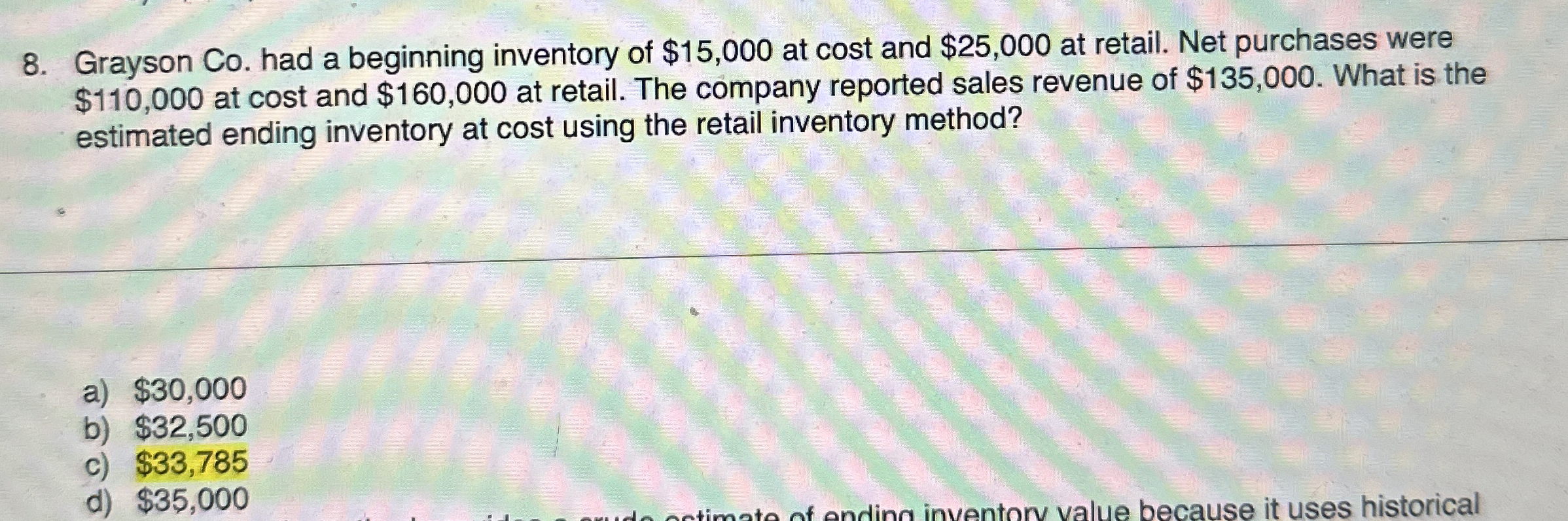 Grayson Co . had a beginning inventory of $ 1 5 ,