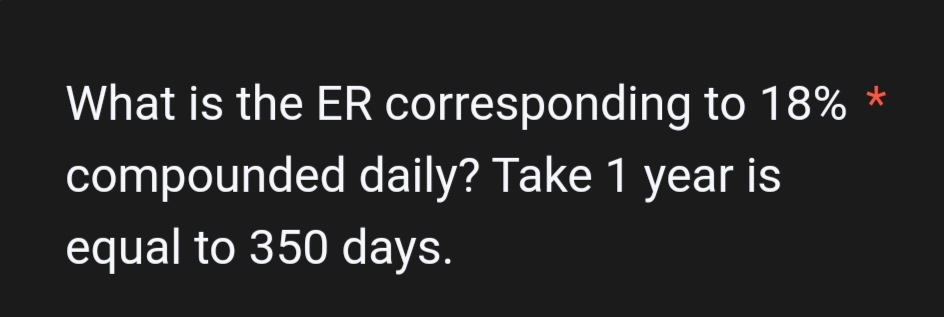 What is the ER corresponding to 18% compounded