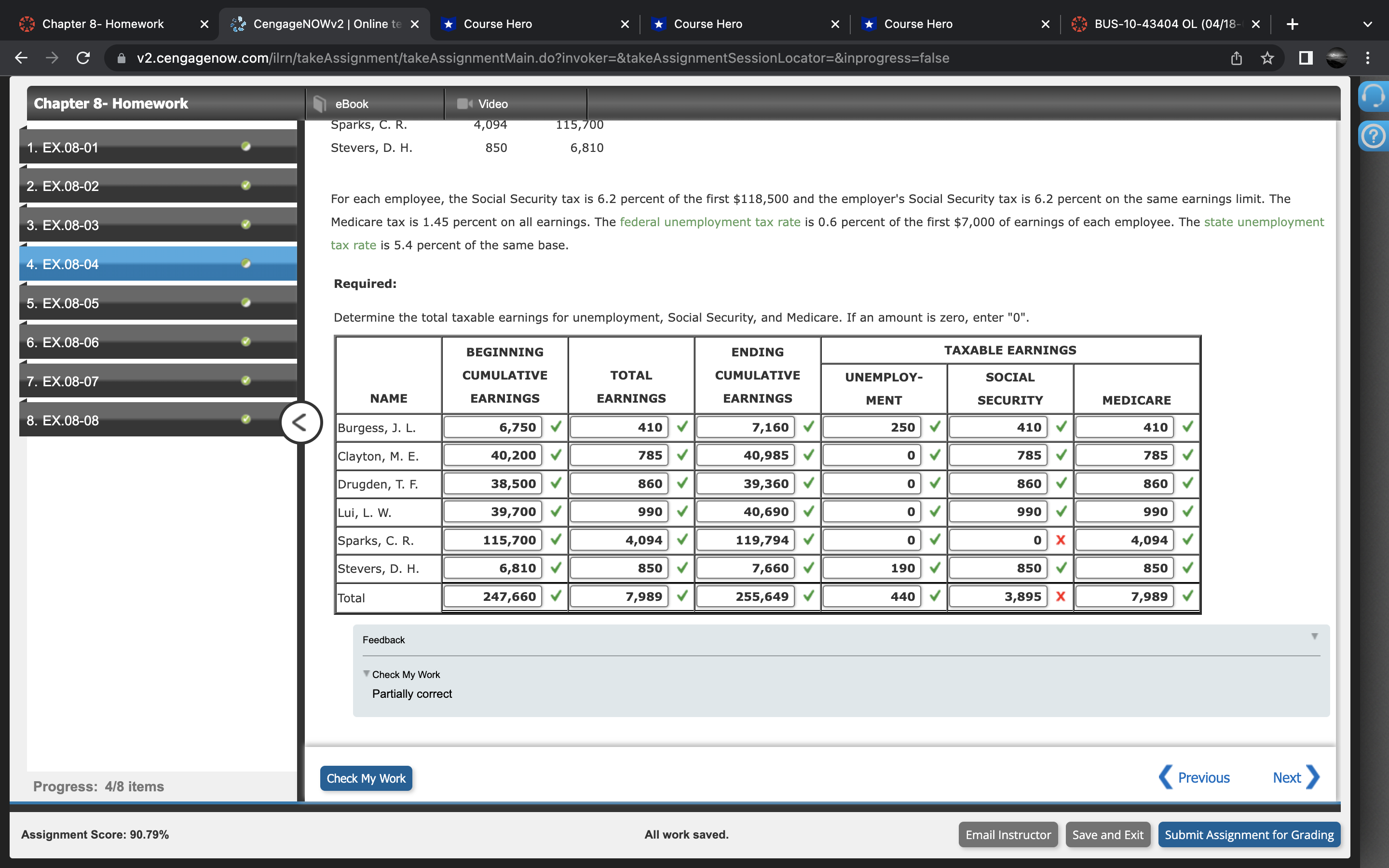 Chapter 8- Homework X CengageNOWv2 | Online te X