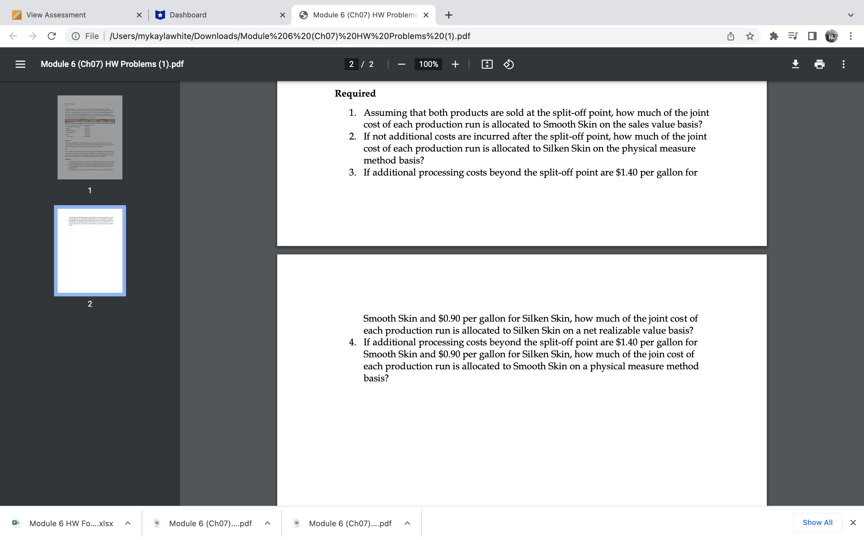 View Assessment x Dashboard X Module 6 (Ch07) HW