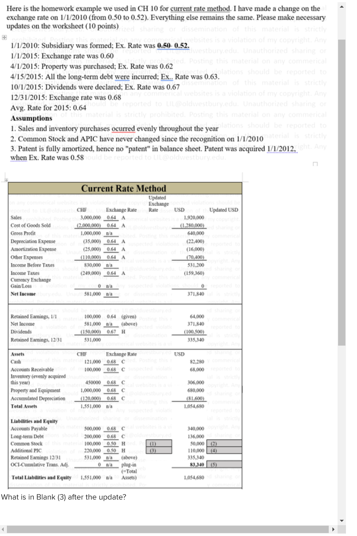 Here is the homework example we used in CH 10 for