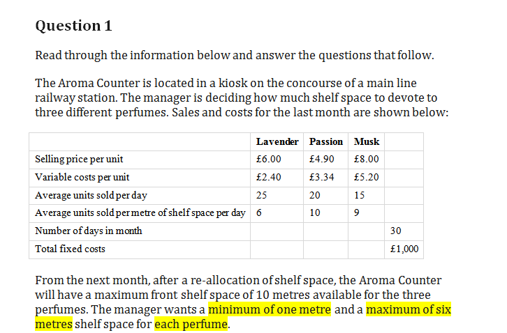 please solve part a only Question 1 Read through
