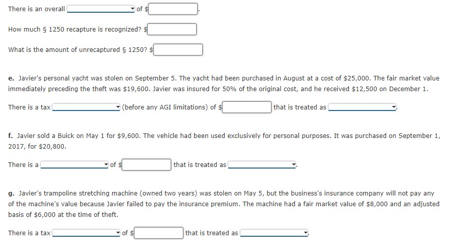 Problem 14-77 (LO. 8, 9, 10) Javier is the sole
