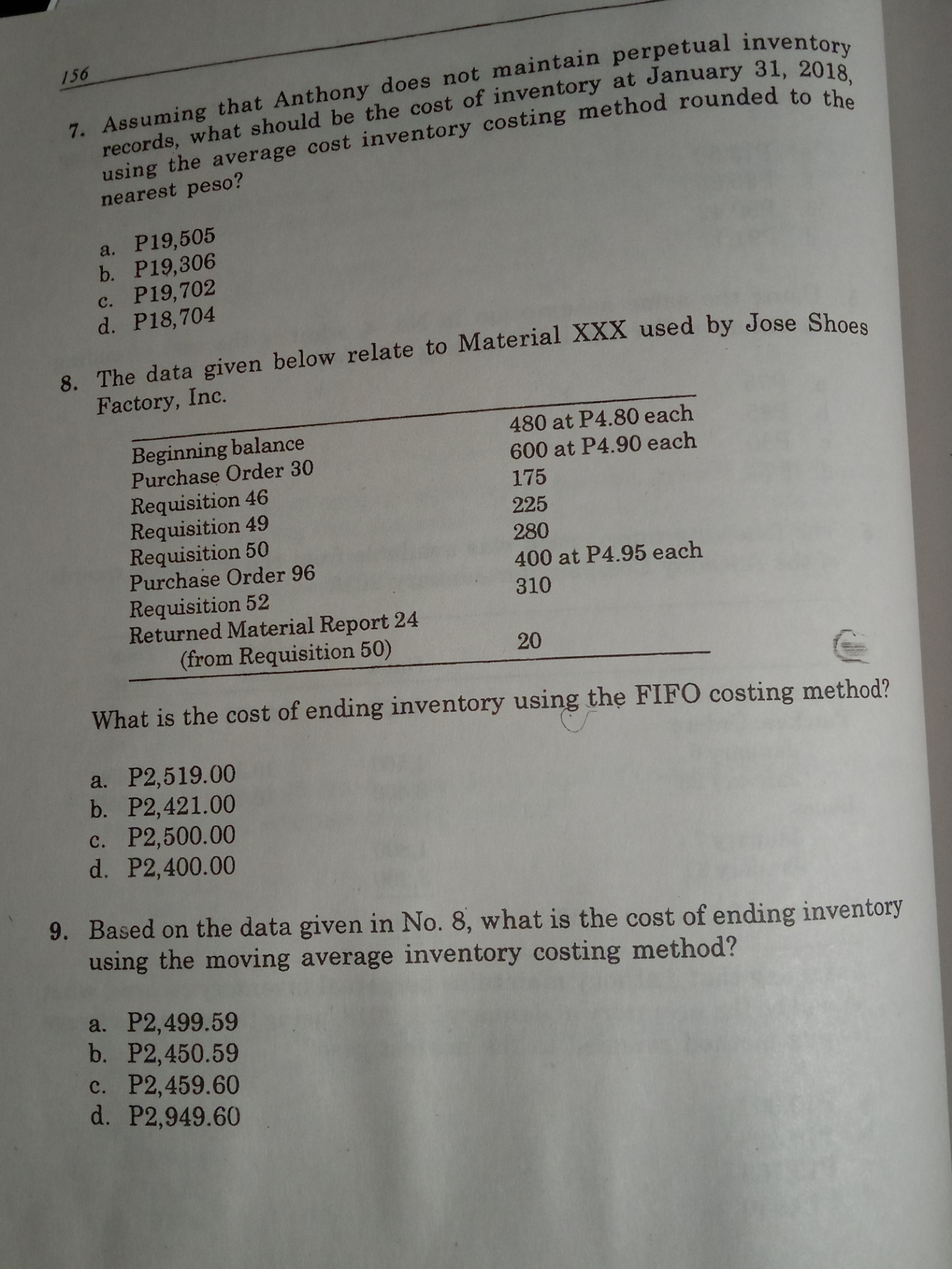 156 7. Assuming that Anthony does not maintain