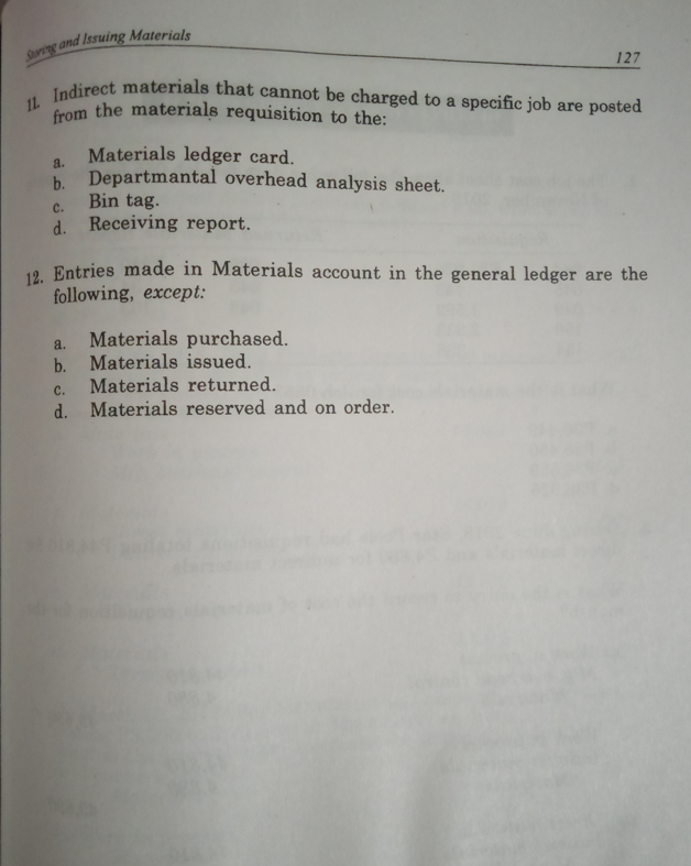 Storing and Issuing Materials 125 MULTIPLE