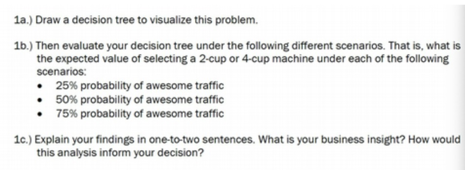 1a.) Draw a decision tree to visualize this