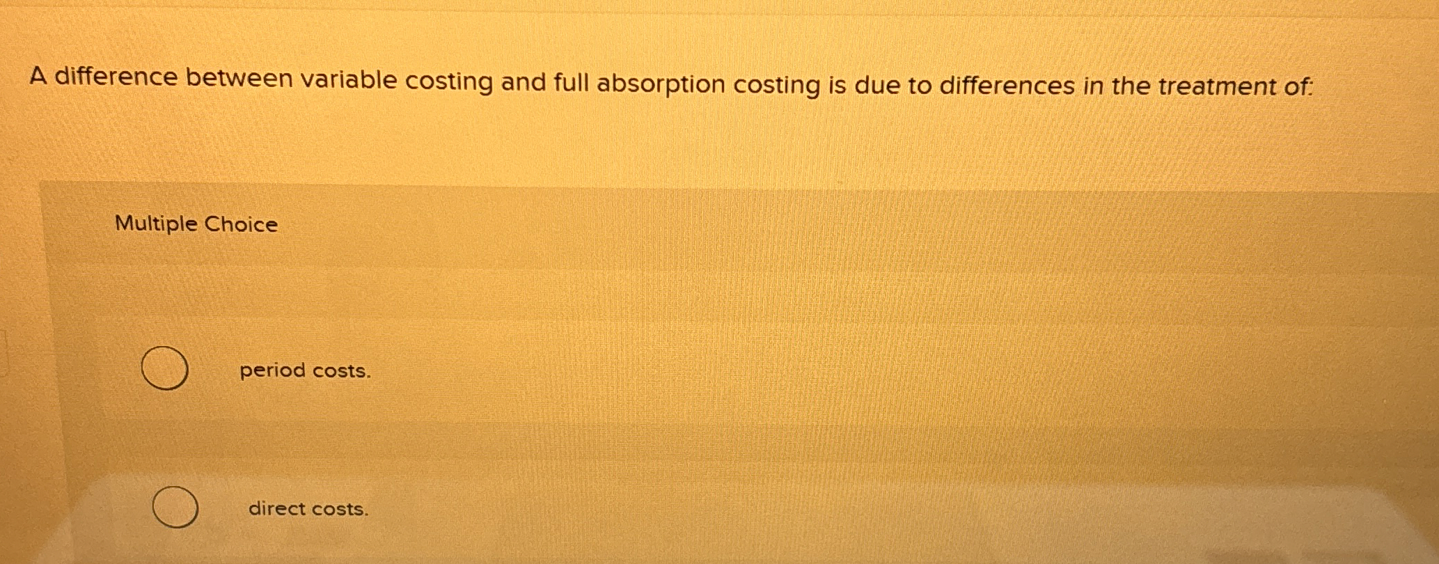 A difference between variable costing and full